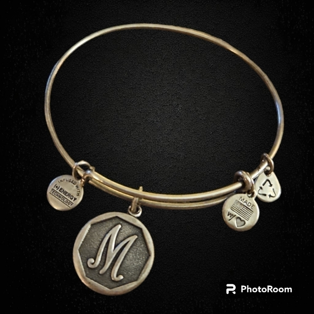 3/$30 ALEX & ANI 2013 Initial M Sliding Charm Bangle Bracelet